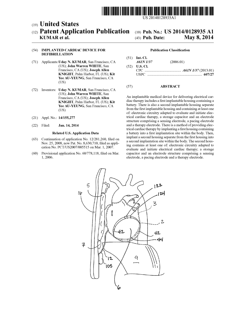 IMPLANTED CARDIAC DEVICE FOR DEFIBRILLATION - diagram, schematic, and image 01