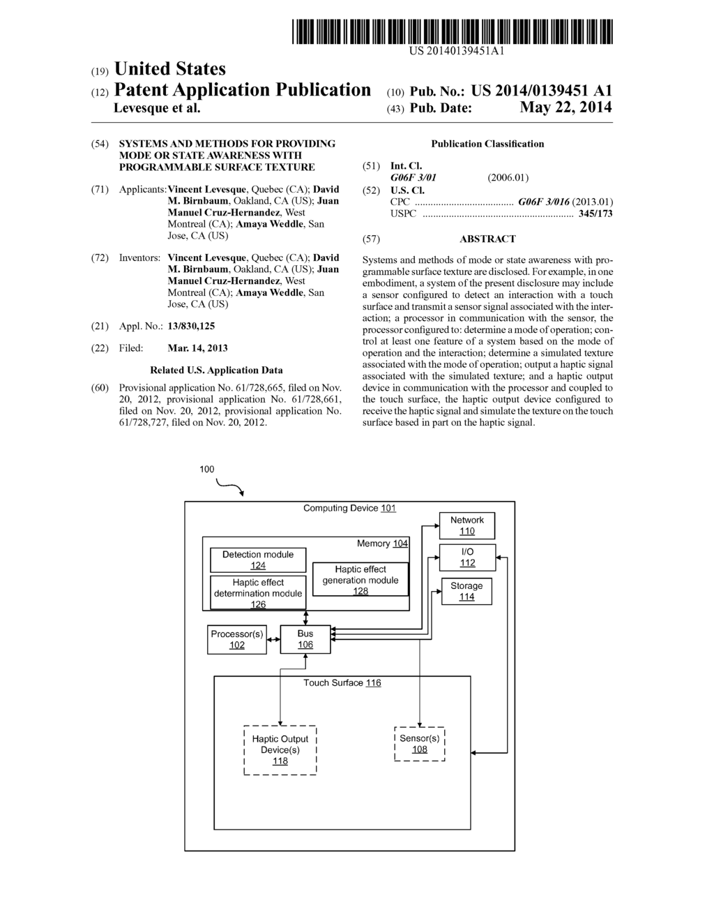 Systems and Methods For Providing Mode or State Awareness With     Programmable Surface Texture - diagram, schematic, and image 01