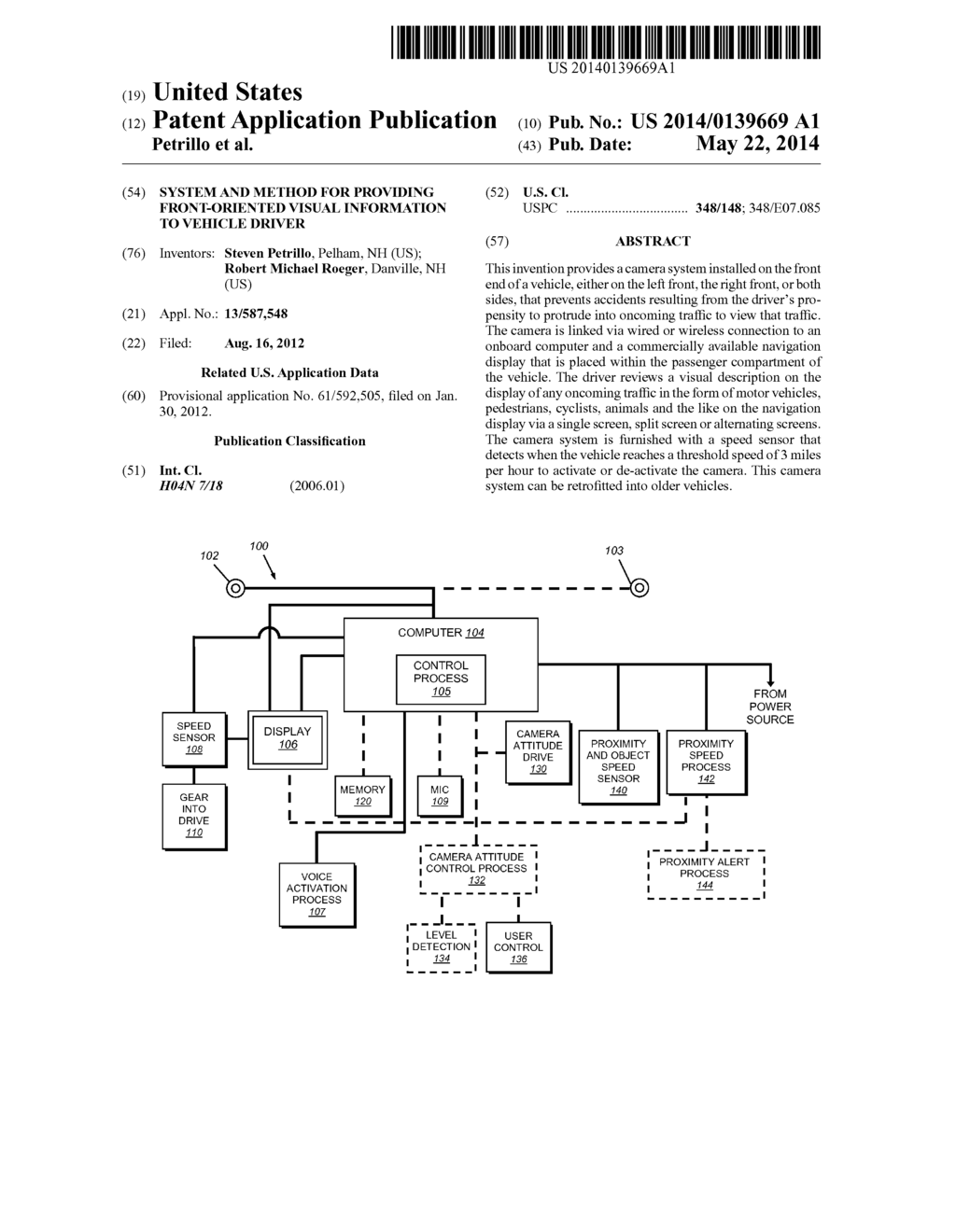 SYSTEM AND METHOD FOR PROVIDING FRONT-ORIENTED VISUAL INFORMATION TO     VEHICLE DRIVER - diagram, schematic, and image 01