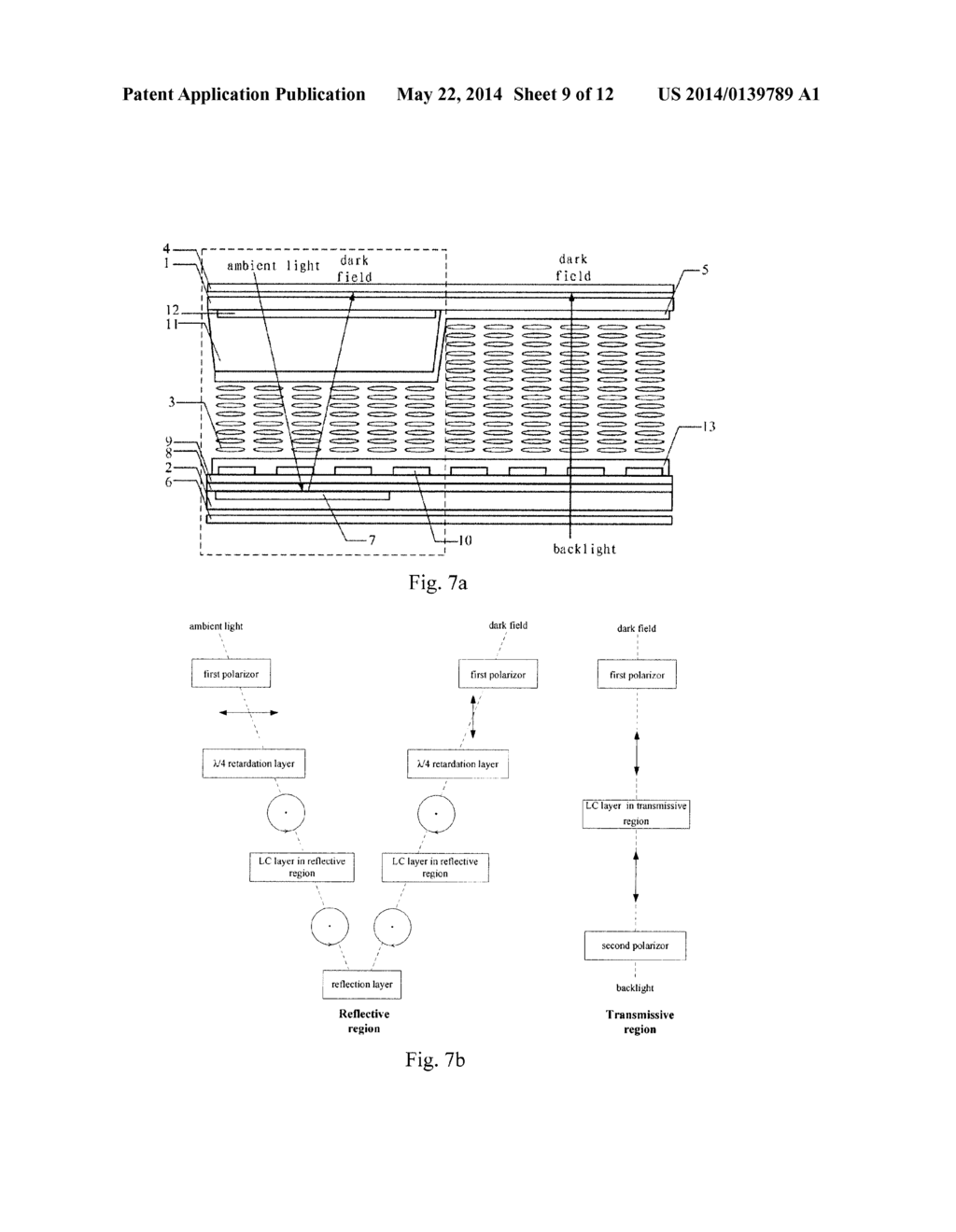 TRANSFLECTIVE LIQUID CRYSTAL PANEL BASED ON ADS DISPLAY MODE AND DISPLAY     DEVICE - diagram, schematic, and image 10