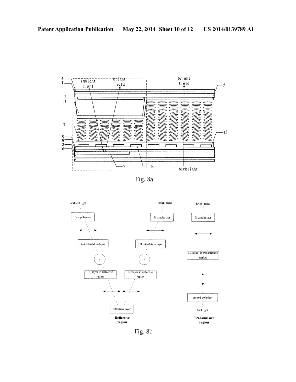 TRANSFLECTIVE LIQUID CRYSTAL PANEL BASED ON ADS DISPLAY MODE AND DISPLAY     DEVICE - diagram, schematic, and image 11