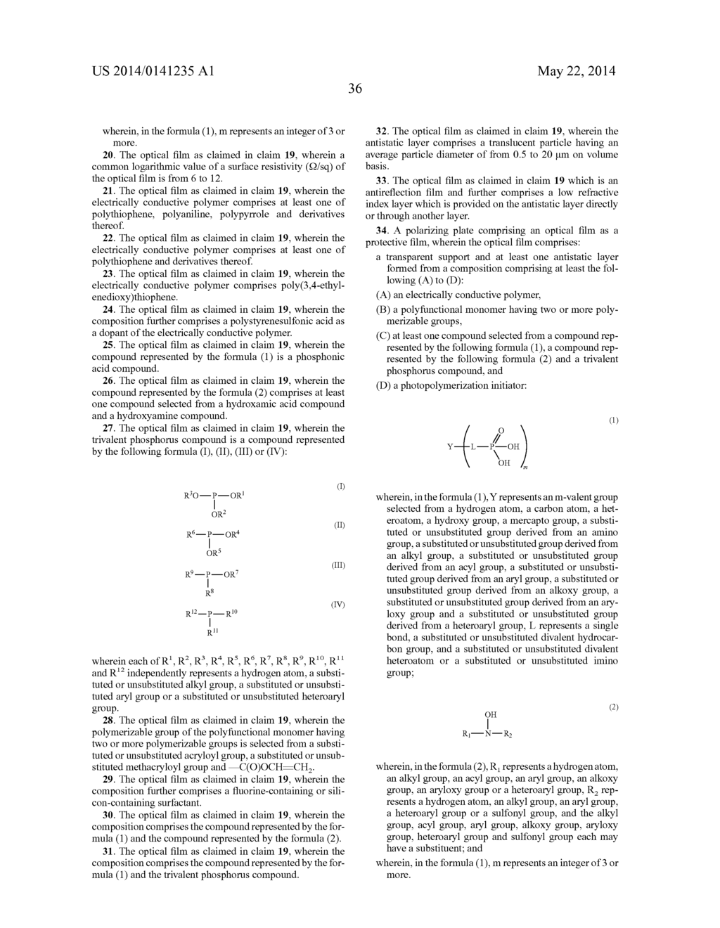 OPTICAL FILM HAVING ANTISTATIC LAYER, POLARIZING PLATE, AND IMAGE DISPLAY     DEVICE - diagram, schematic, and image 37