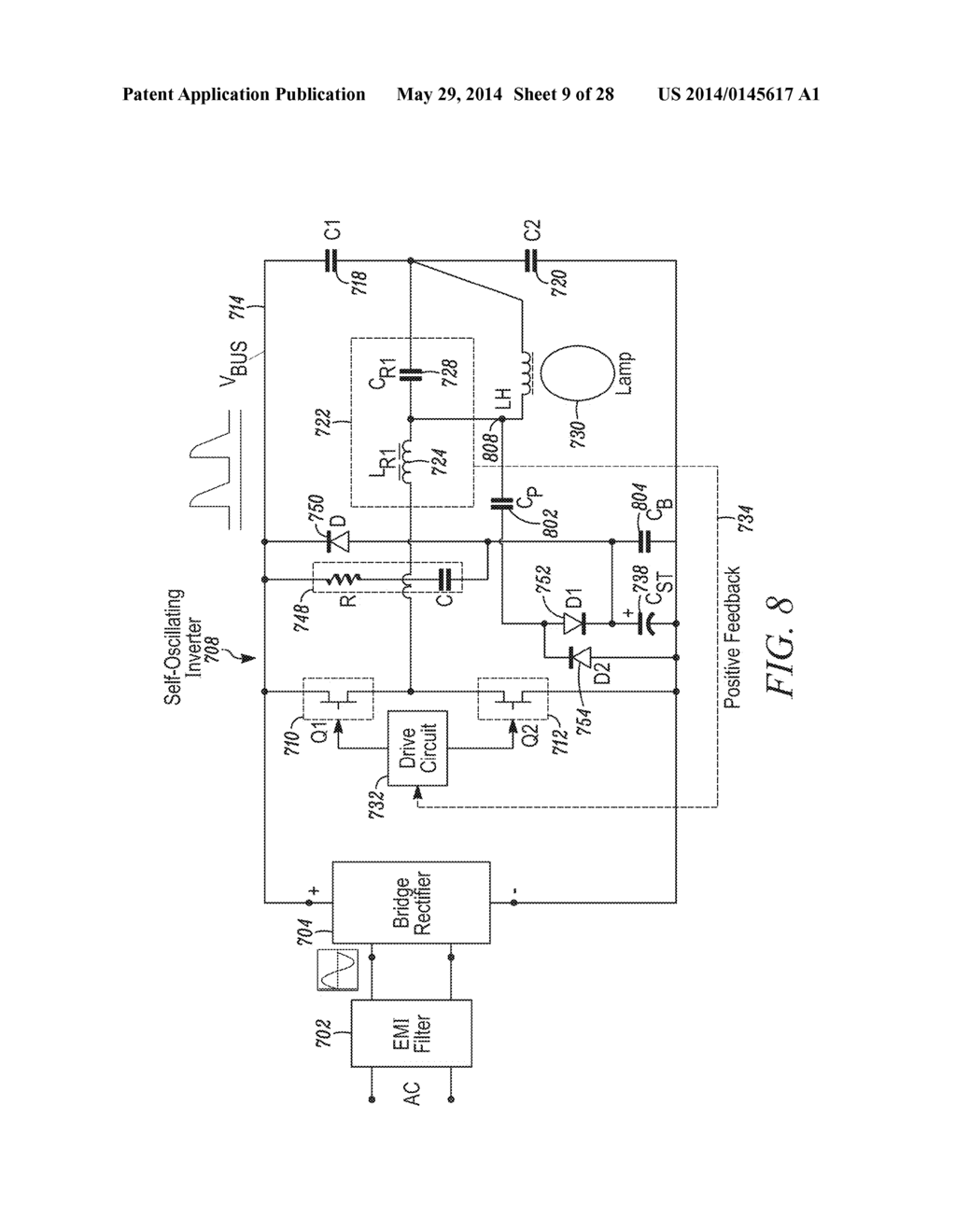 DIMMABLE INDUCTION RF FLUORESCENT LAMP WITH REDUCED ELECTROMAGNETIC     INTERFERENCE - diagram, schematic, and image 10