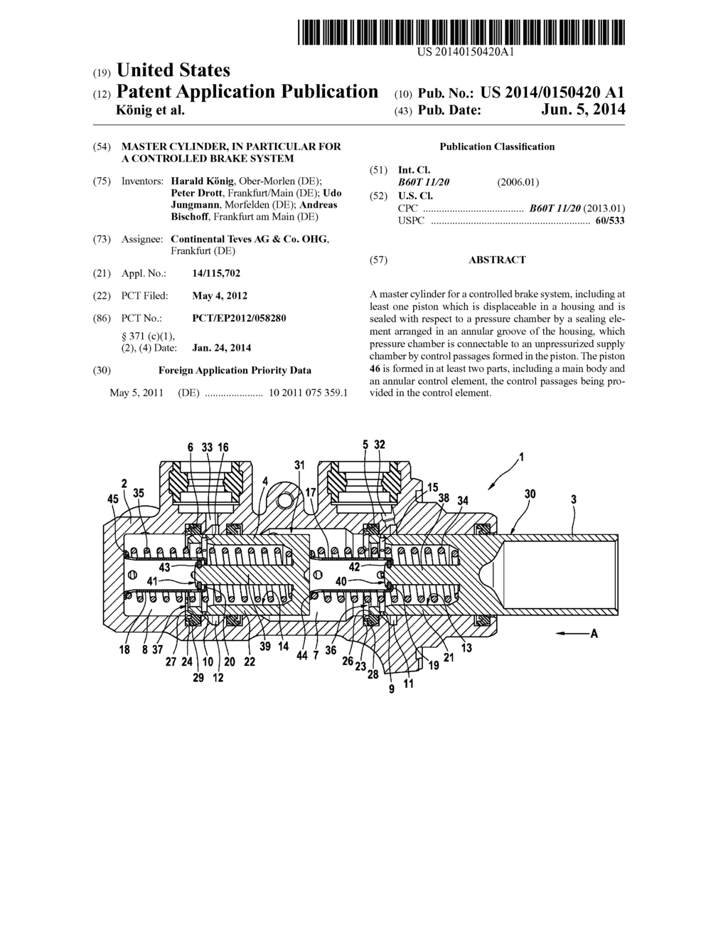 MASTER CYLINDER, IN PARTICULAR FOR A CONTROLLED BRAKE SYSTEM - diagram, schematic, and image 01