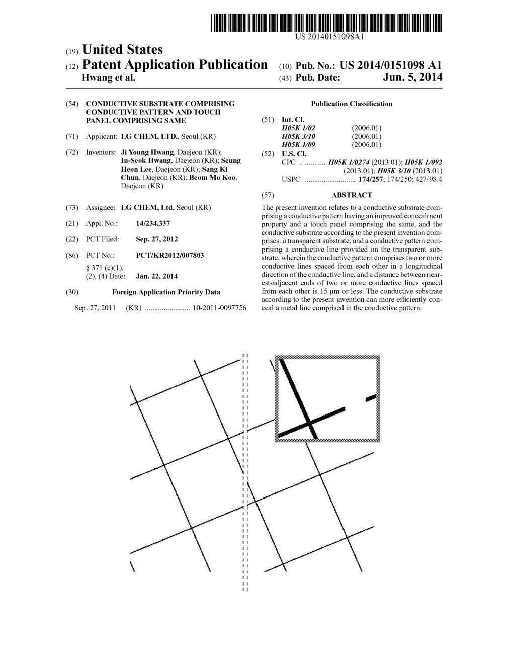 CONDUCTIVE SUBSTRATE COMPRISING CONDUCTIVE PATTERN AND TOUCH PANEL     COMPRISING SAME - diagram, schematic, and image 01