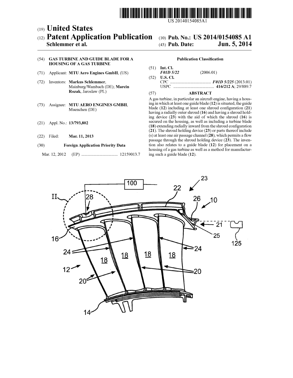 GAS TURBINE AND GUIDE BLADE FOR A HOUSING OF A GAS TURBINE - diagram, schematic, and image 01