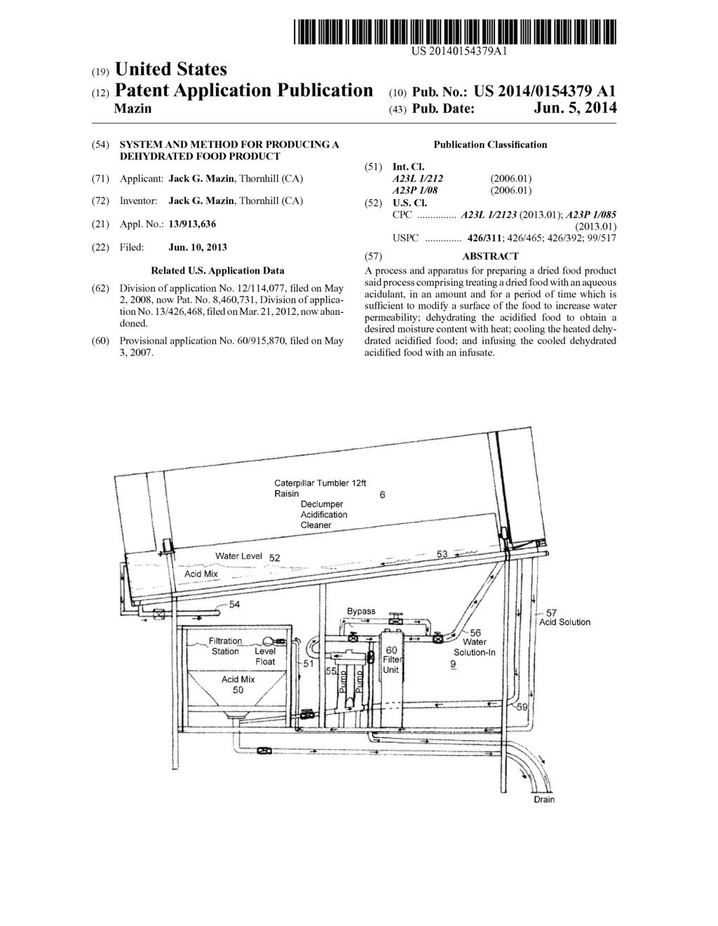 SYSTEM AND METHOD FOR PRODUCING A DEHYDRATED FOOD PRODUCT - diagram, schematic, and image 01