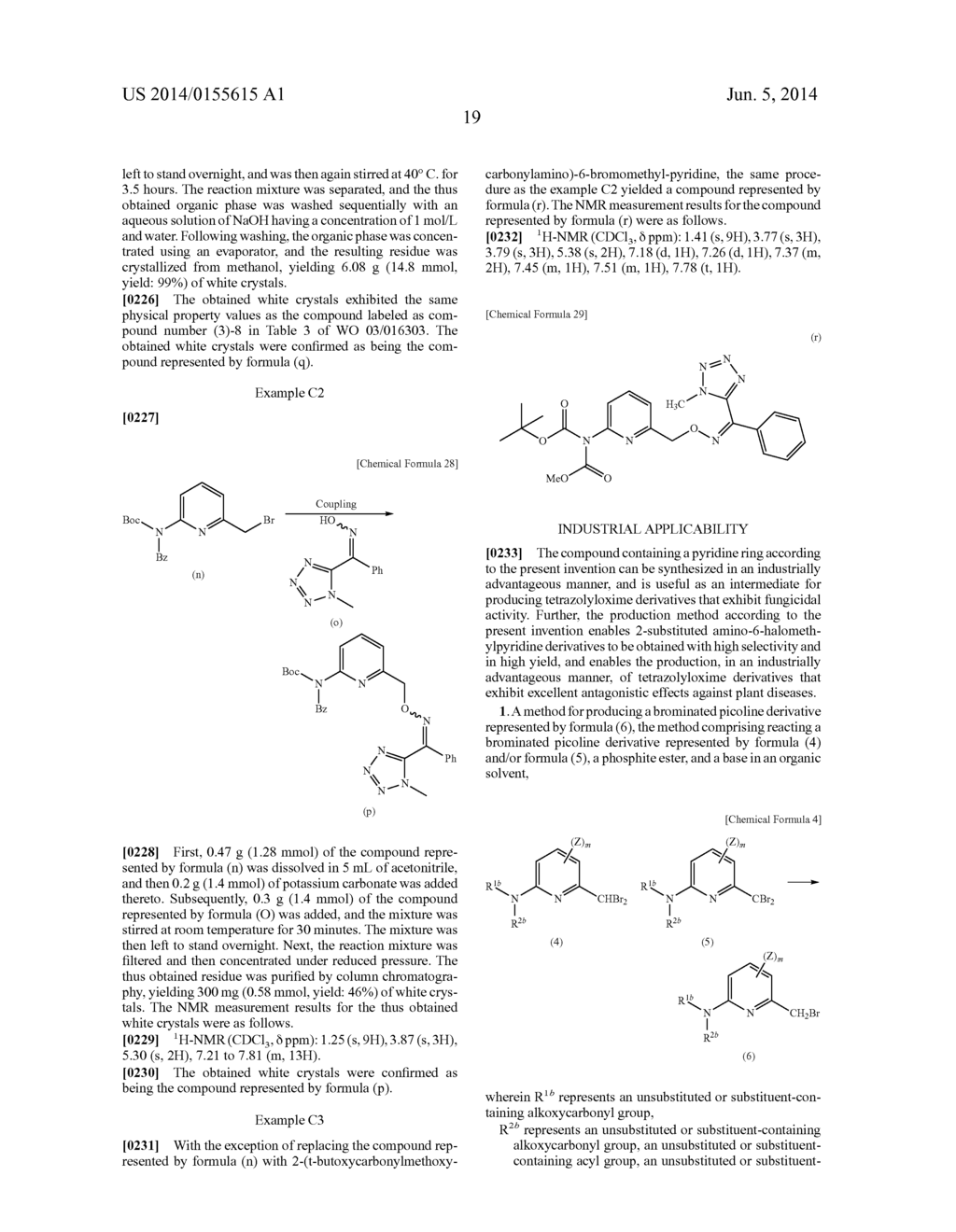 COMPOUND CONTAINING PYRIDINE RING AND METHOD FOR PRODUCING HALOGENATED     PICOLINE DERIVATIVE AND TETRAZOLYLOXIME DERIVATIVE - diagram, schematic, and image 20