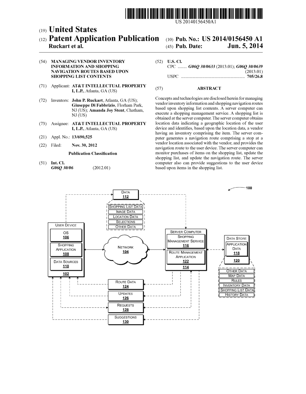 Managing Vendor Inventory Information And Shopping Navigation Routes Based     Upon Shopping List Contents - diagram, schematic, and image 01