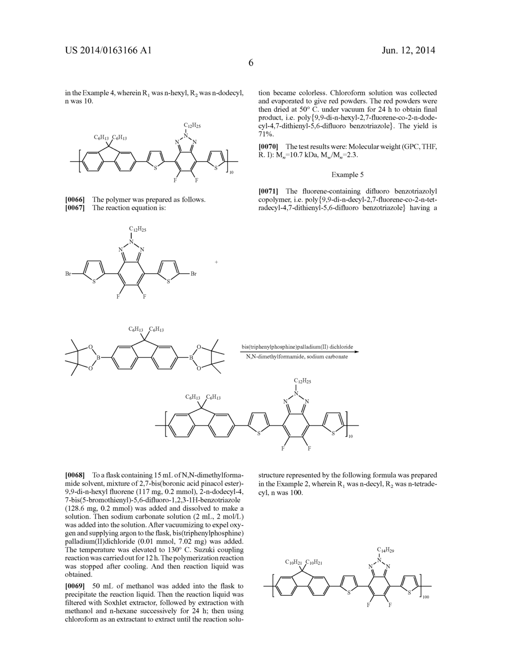 FLUORENE-CONTAINING DIFLUORO BENZOTRIAZOLYL COPOLYMER AND PREPARATION     METHOD AND USE THEREOF - diagram, schematic, and image 09