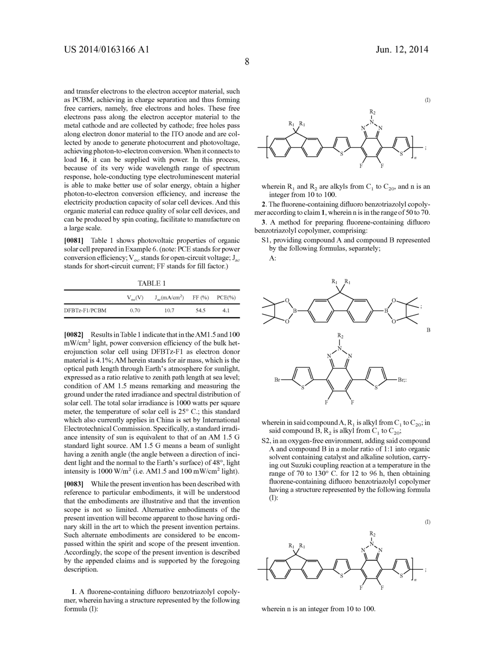 FLUORENE-CONTAINING DIFLUORO BENZOTRIAZOLYL COPOLYMER AND PREPARATION     METHOD AND USE THEREOF - diagram, schematic, and image 11
