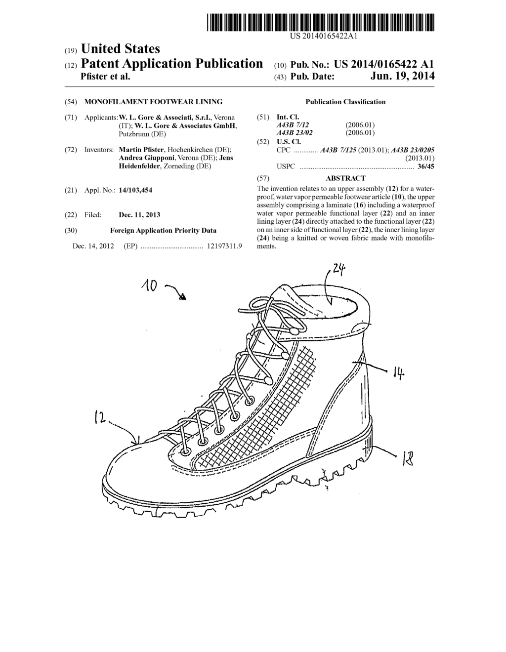 Monofilament Footwear Lining - diagram, schematic, and image 01