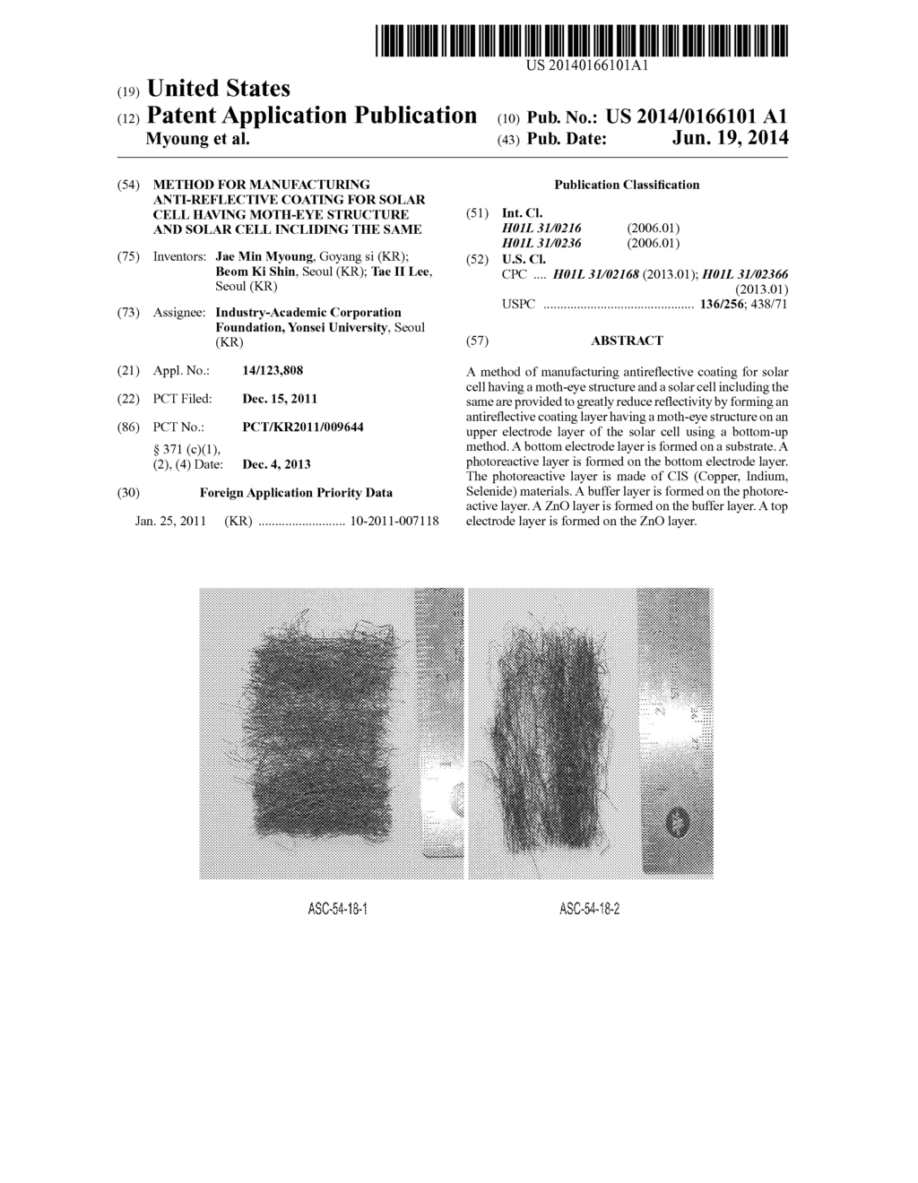 METHOD FOR MANUFACTURING ANTI-REFLECTIVE COATING FOR SOLAR CELL HAVING     MOTH-EYE STRUCTURE AND SOLAR CELL INCLIDING THE SAME - diagram, schematic, and image 01