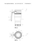 BEVERAGE CONTAINER SYSTEM WITH LATCH TO MANAGE LID POSITION diagram and image