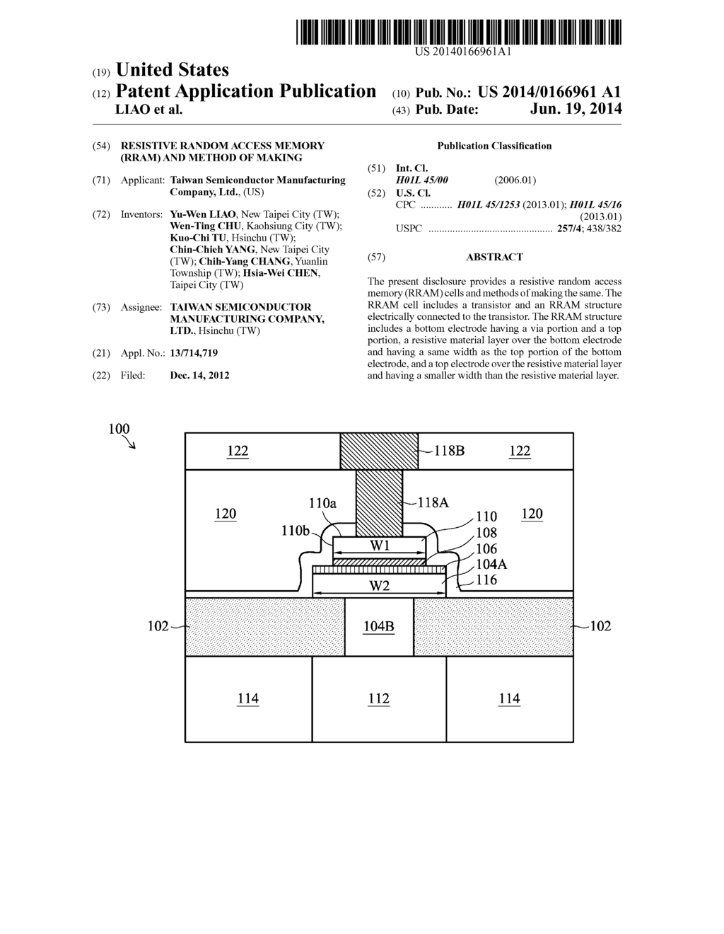 RESISTIVE RANDOM ACCESS MEMORY (RRAM)  AND METHOD OF MAKING - diagram, schematic, and image 01