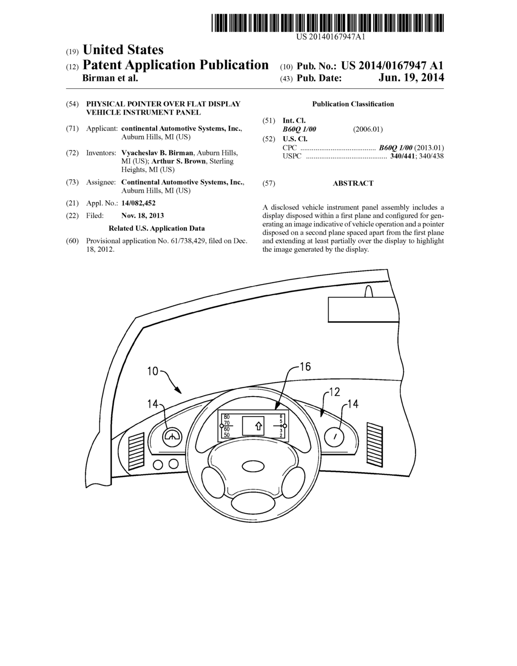 PHYSICAL POINTER OVER FLAT DISPLAY VEHICLE INSTRUMENT PANEL - diagram, schematic, and image 01