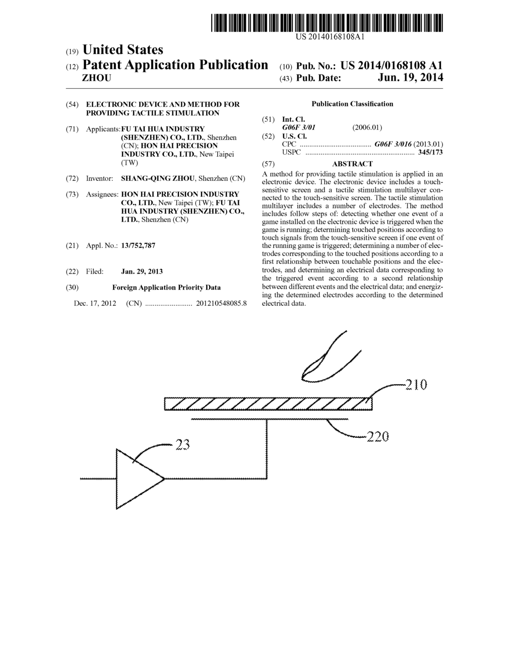 ELECTRONIC DEVICE AND METHOD FOR PROVIDING TACTILE STIMULATION - diagram, schematic, and image 01