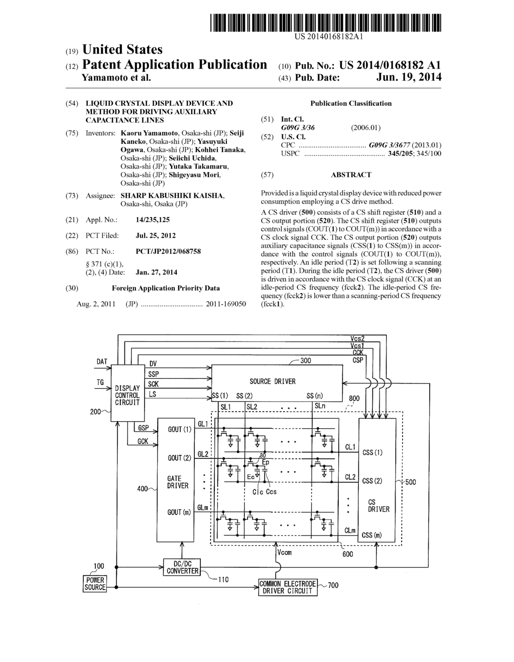 LIQUID CRYSTAL DISPLAY DEVICE AND METHOD FOR DRIVING AUXILIARY CAPACITANCE     LINES - diagram, schematic, and image 01