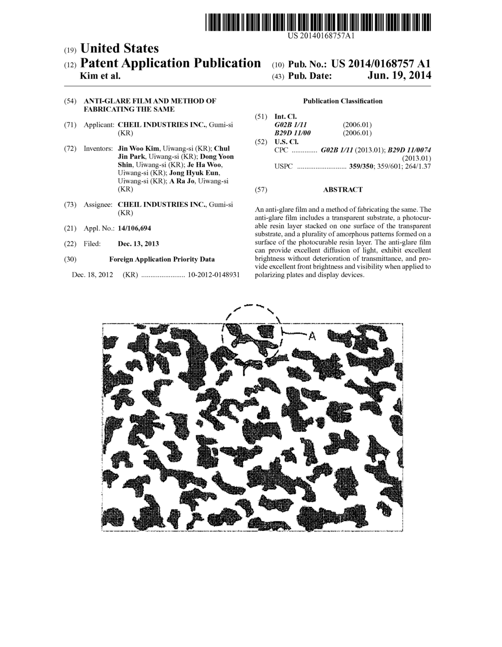 ANTI-GLARE FILM AND METHOD OF FABRICATING THE SAME - diagram, schematic, and image 01