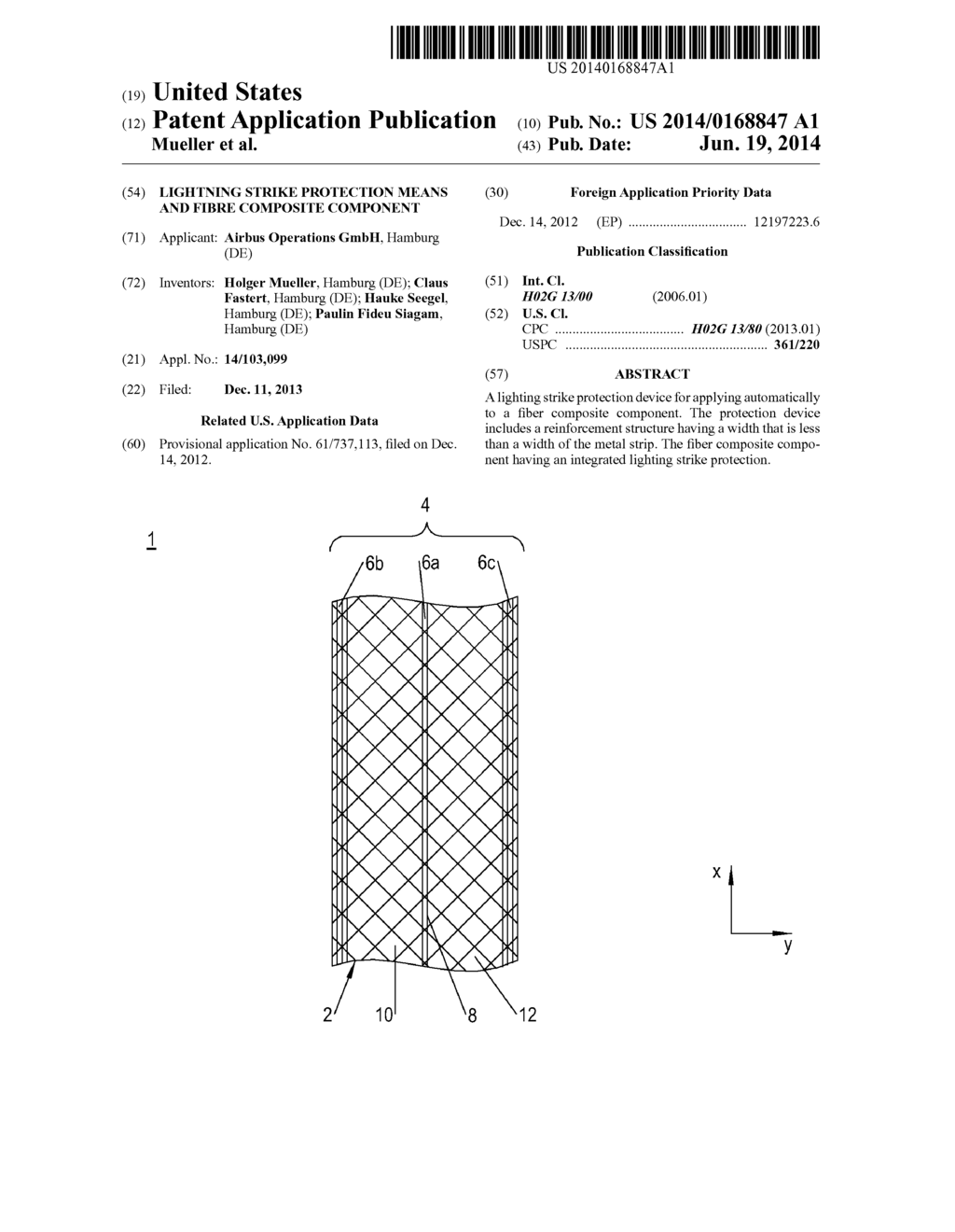 Lightning strike protection means and fibre composite component - diagram, schematic, and image 01