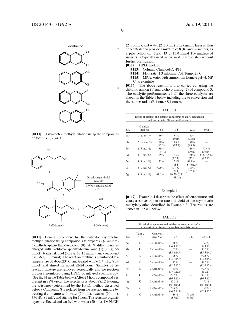 PROCESS FOR ASYMETRIC METHYLALLYLATION IN THE PRESENCE OF A     2,2'-SUBSTITUTED 1,1'-BI -2-NAPHTHOL CATALYST - diagram, schematic, and image 10