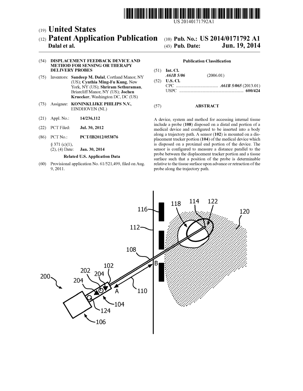 DISPLACEMENT FEEDBACK DEVICE AND METHOD FOR SENSING OR THERAPY DELIVERY     PROBES - diagram, schematic, and image 01