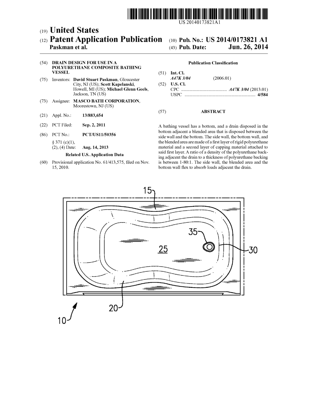 Drain Design for Use in a Polyurethane Composite Bathing Vessel - diagram, schematic, and image 01