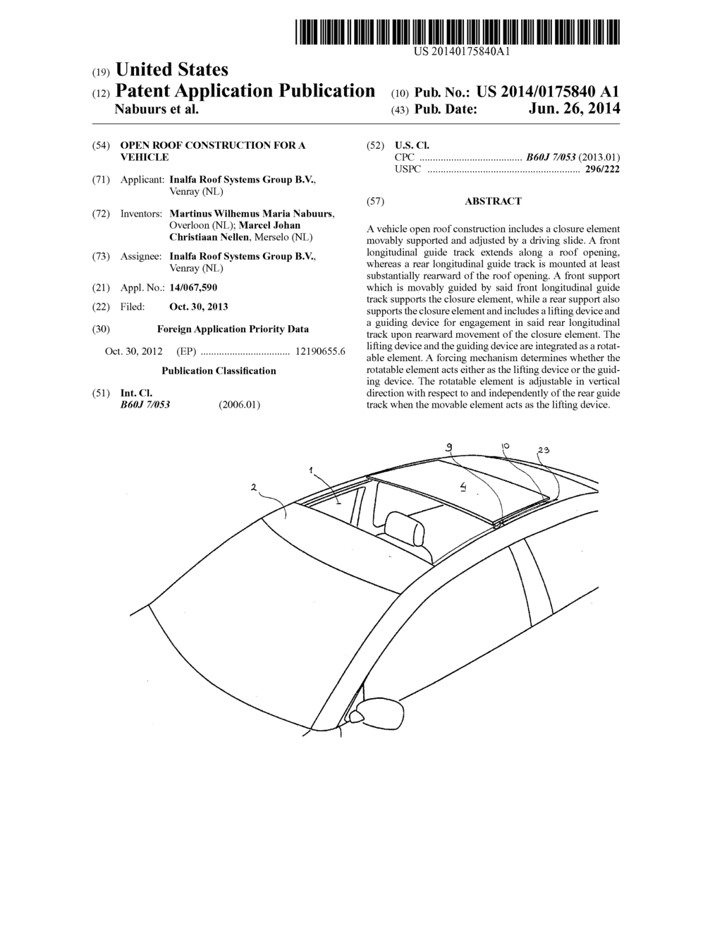 OPEN ROOF CONSTRUCTION FOR A VEHICLE - diagram, schematic, and image 01