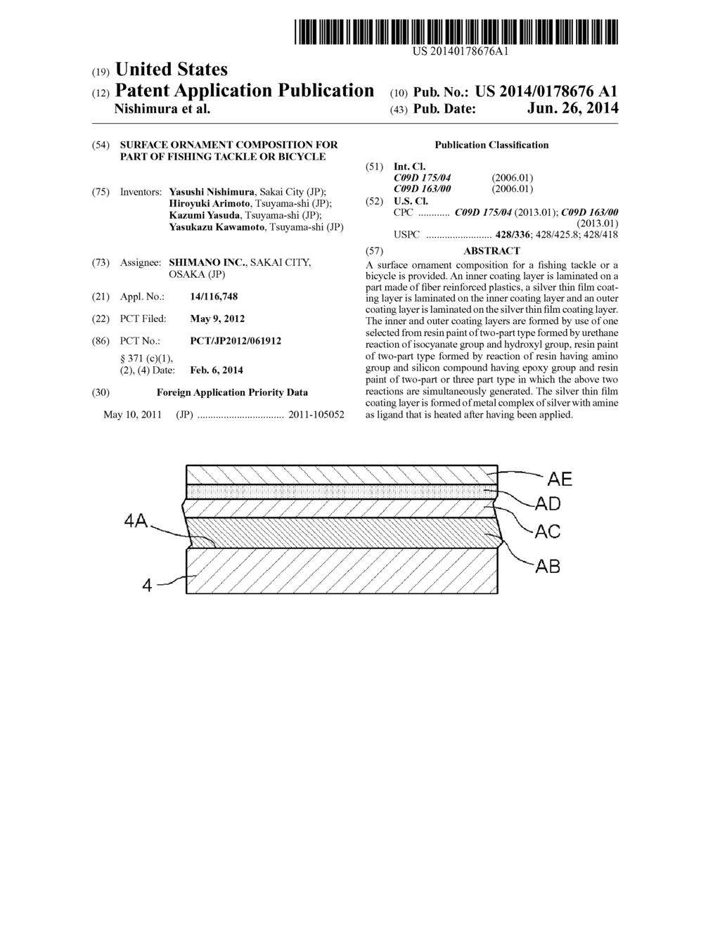 SURFACE ORNAMENT COMPOSITION FOR PART OF FISHING TACKLE OR BICYCLE - diagram, schematic, and image 01