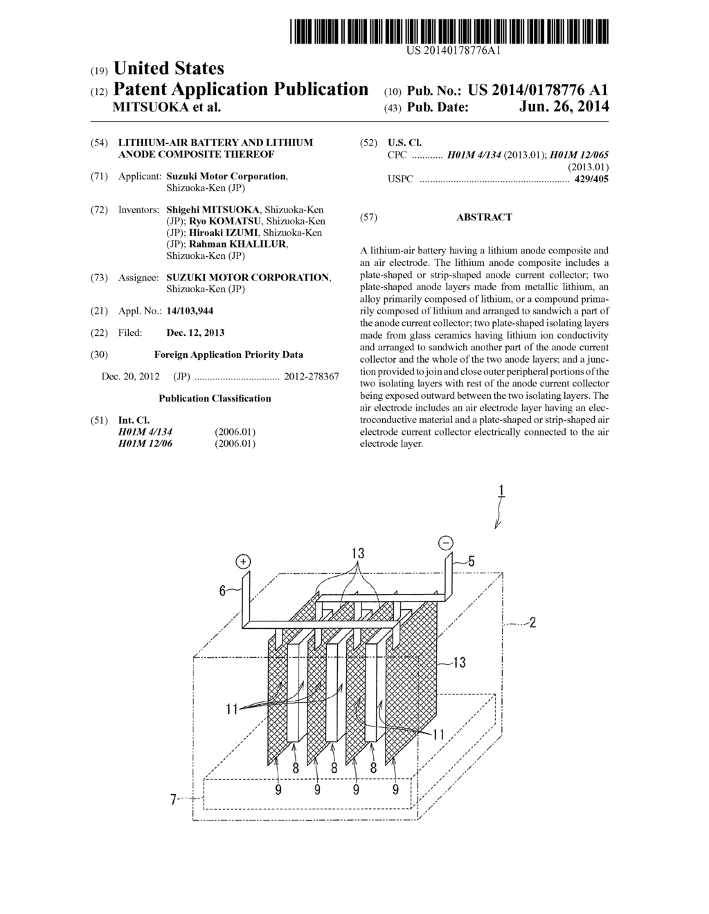 LITHIUM-AIR BATTERY AND LITHIUM ANODE COMPOSITE THEREOF - diagram, schematic, and image 01