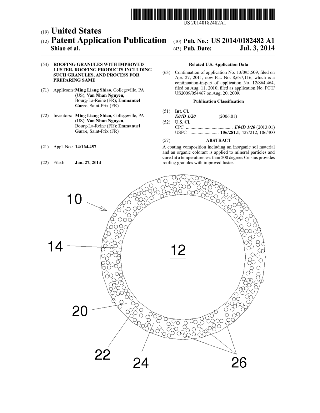 ROOFING GRANULES WITH IMPROVED LUSTER, ROOFING PRODUCTS INCLUDING SUCH     GRANULES, AND PROCESS FOR PREPARING SAME - diagram, schematic, and image 01