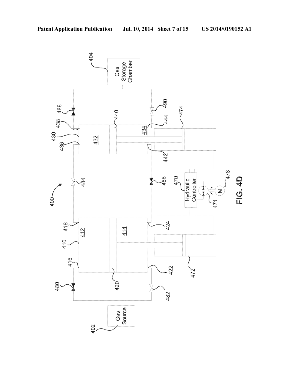 SYSTEMS AND METHODS FOR COMPRESSING AND/OR EXPANDING A GAS UTILIZING A     BI-DIRECTIONAL PISTON AND HYDRAULIC ACTUATOR - diagram, schematic, and image 08