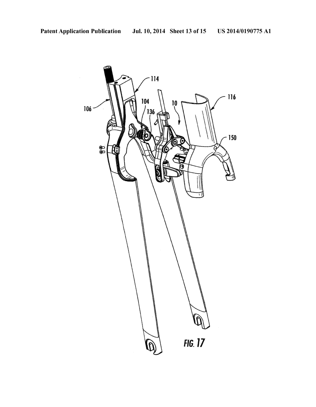 BRAKE HAVING CUSTOM KINEMATICS AND WIDE RANGE ADJUSTABILITY FOR WIDE AND     NARROW RIMS - diagram, schematic, and image 14