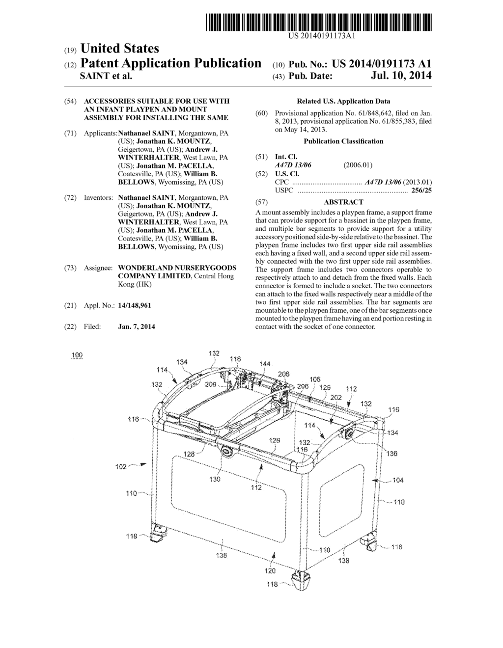 Accessories Suitable for Use with an Infant Playpen and Mount Assembly for     Installing the Same - diagram, schematic, and image 01