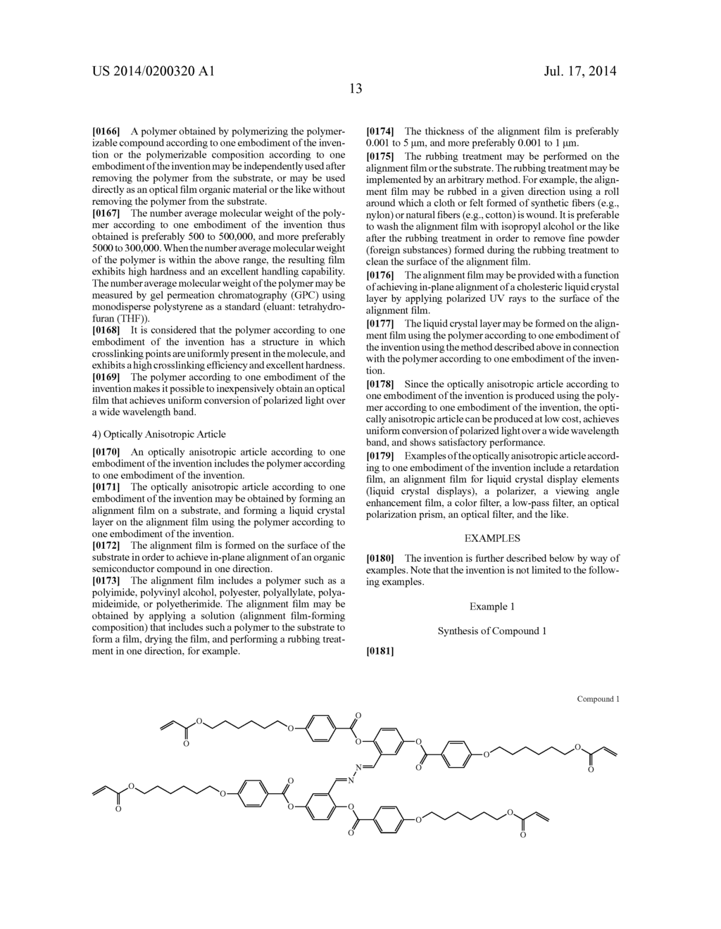 POLYMERIZABLE COMPOUND, POLYMERIZABLE COMPOSITION, POLYMER, AND OPTICALLY     ANISOTROPIC BODY - diagram, schematic, and image 14