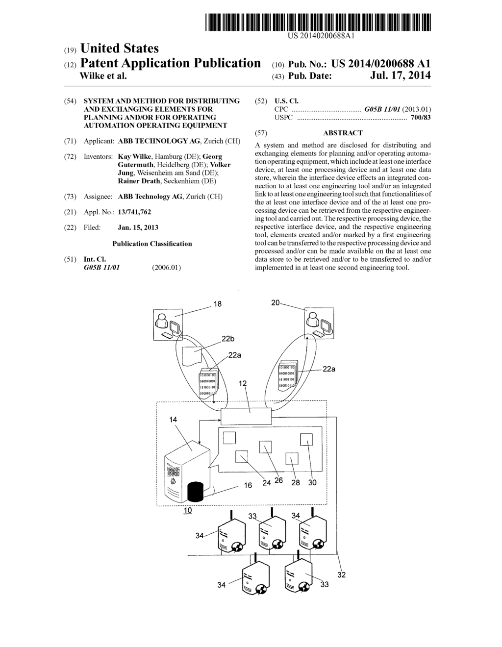 SYSTEM AND METHOD FOR DISTRIBUTING AND EXCHANGING ELEMENTS FOR PLANNING     AND/OR FOR OPERATING AUTOMATION OPERATING EQUIPMENT - diagram, schematic, and image 01