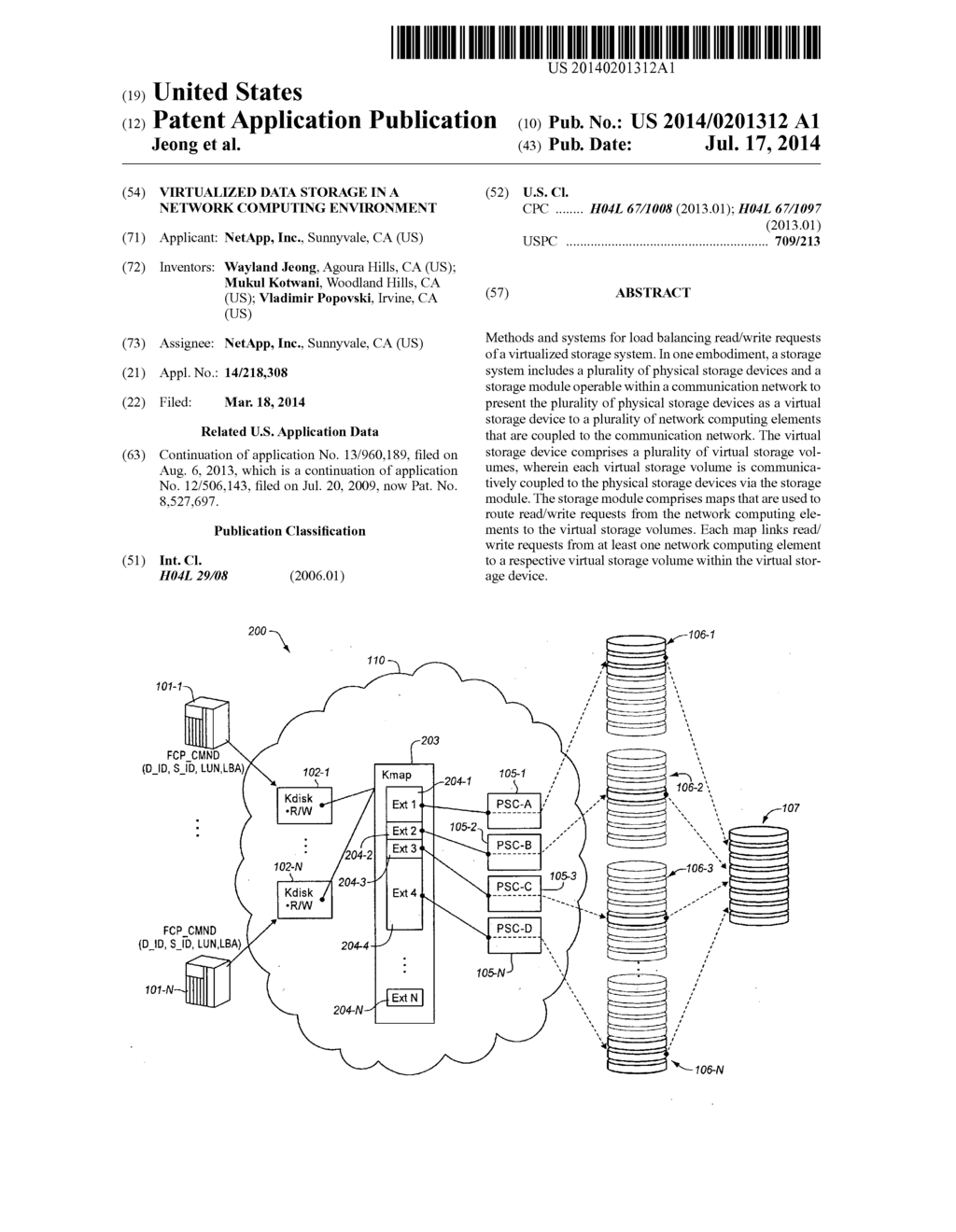 VIRTUALIZED DATA STORAGE IN A NETWORK COMPUTING ENVIRONMENT - diagram, schematic, and image 01