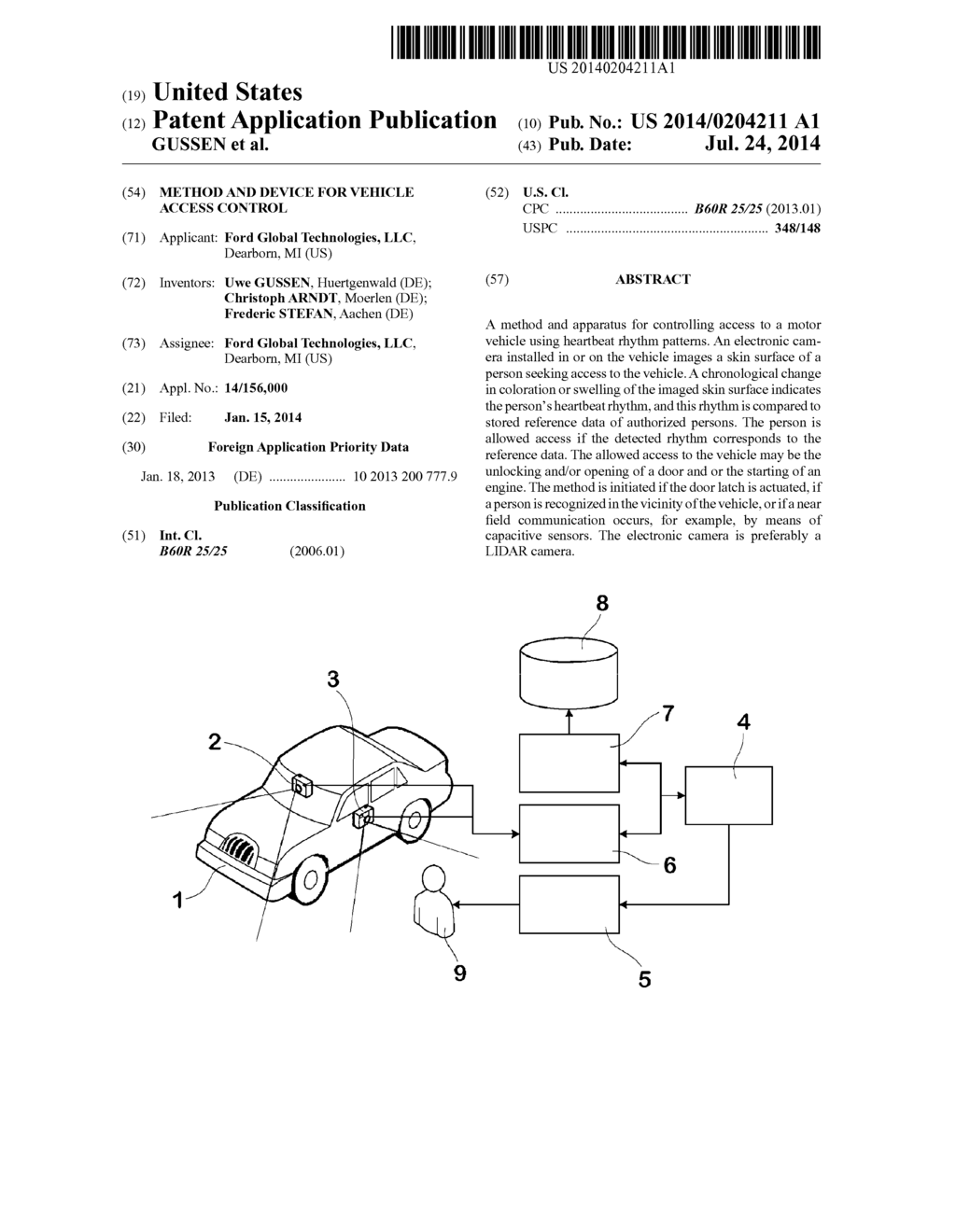 METHOD AND DEVICE FOR VEHICLE ACCESS CONTROL - diagram, schematic, and image 01