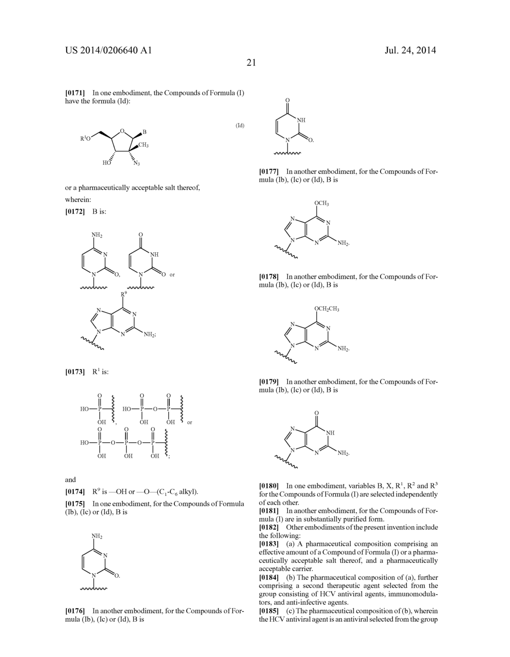 2'-AZIDO SUBSTITUTED NUCLEOSIDE DERIVATIVES AND METHODS OF USE THEREOF FOR     THE TREATMENT OF VIRAL DISEASES - diagram, schematic, and image 22