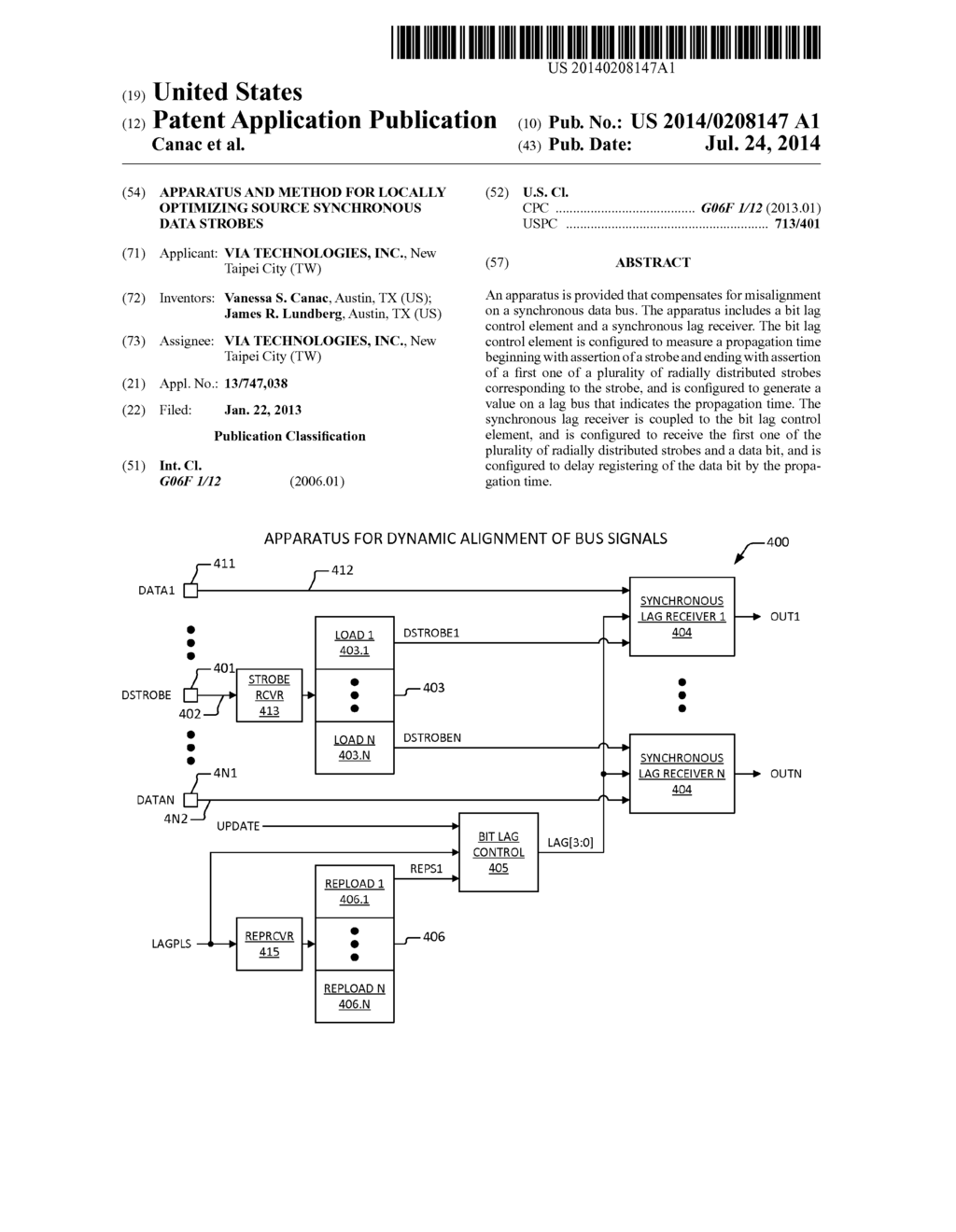 APPARATUS AND METHOD FOR LOCALLY OPTIMIZING SOURCE SYNCHRONOUS DATA     STROBES - diagram, schematic, and image 01