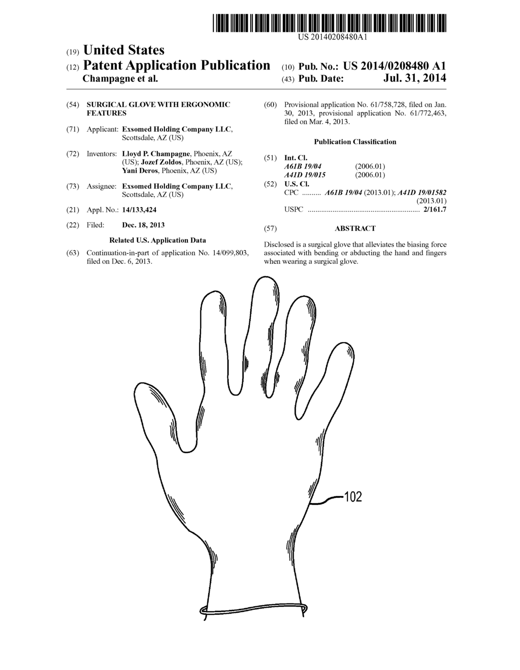 SURGICAL GLOVE WITH ERGONOMIC FEATURES - diagram, schematic, and image 01