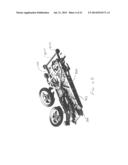 WHEELED CART FOR CARRYING AND SECURING SKI EQUIPMENT AND PERSONAL ITEMS. diagram and image