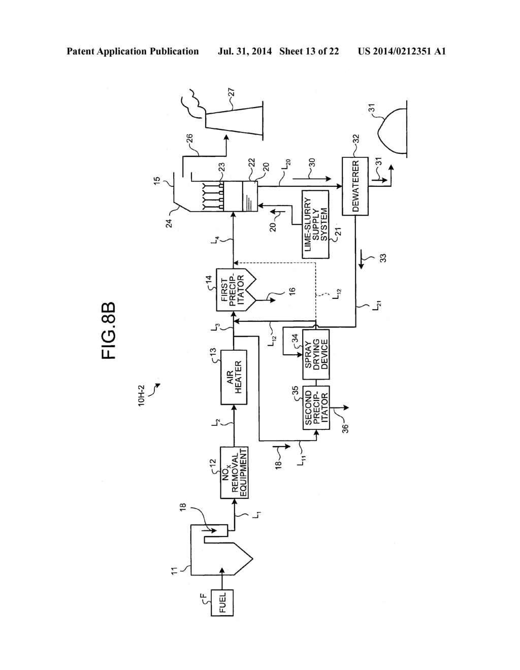 AIR POLLUTION CONTROL SYSTEM, AIR POLLUTION CONTROL METHOD, SPRAY DRYING     DEVICE OF DEWATERING FILTRATION FLUID FROM DESULFURIZATION DISCHARGED     WATER, AND METHOD THEREOF - diagram, schematic, and image 14