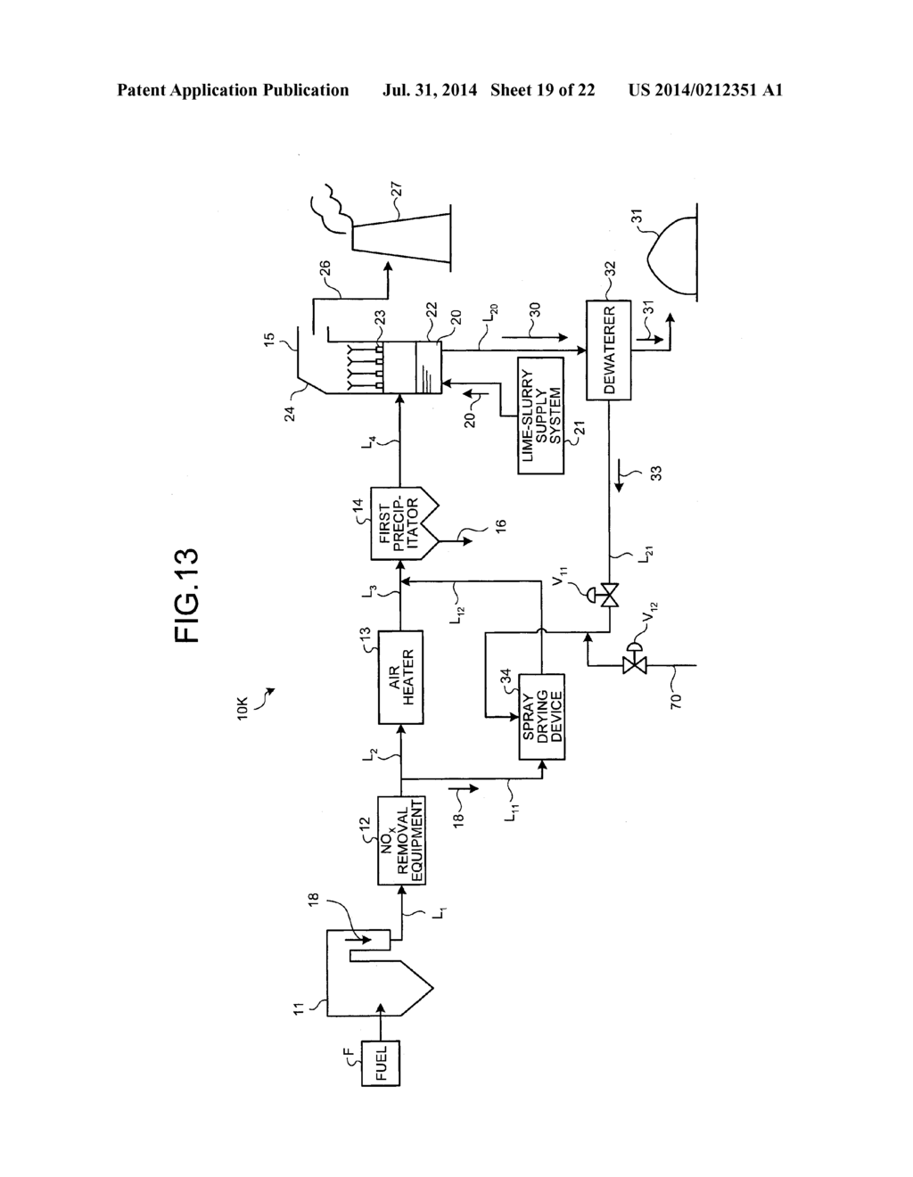 AIR POLLUTION CONTROL SYSTEM, AIR POLLUTION CONTROL METHOD, SPRAY DRYING     DEVICE OF DEWATERING FILTRATION FLUID FROM DESULFURIZATION DISCHARGED     WATER, AND METHOD THEREOF - diagram, schematic, and image 20