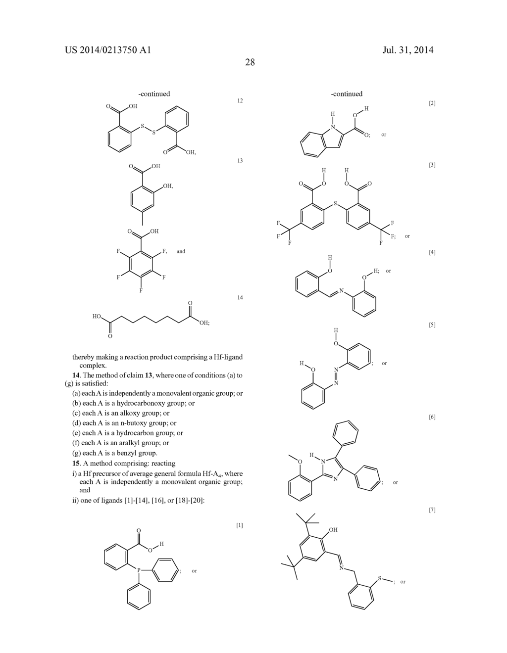 Hafnium Containing Complex and Condensation Reaction Catalysts, Methods     for Preparing the Catalysts, and Compositions Containing the Catalysts - diagram, schematic, and image 29