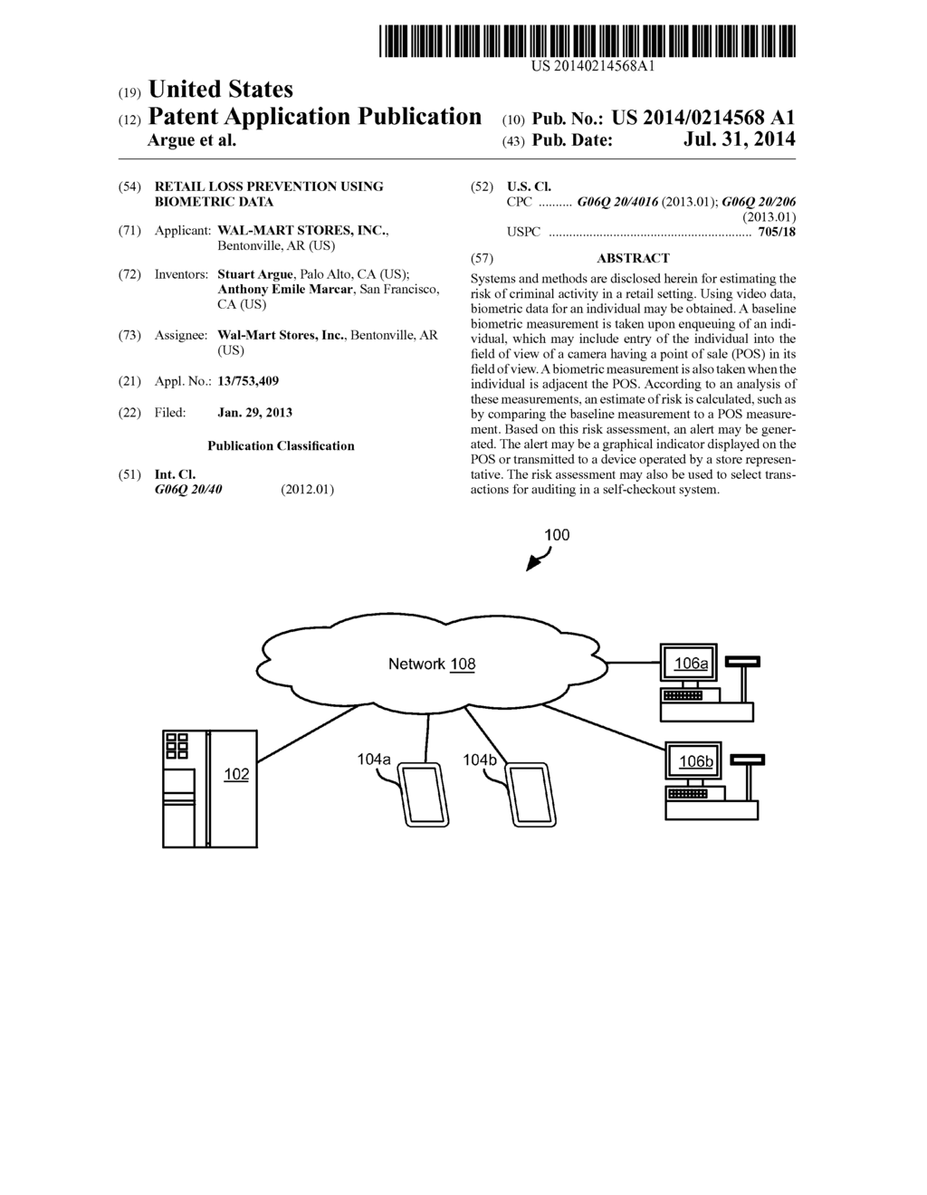 RETAIL LOSS PREVENTION USING BIOMETRIC DATA - diagram, schematic, and image 01