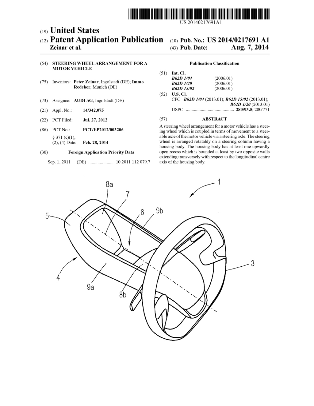 STEERING WHEEL ARRANGEMENT FOR A MOTOR VEHICLE - diagram, schematic, and image 01