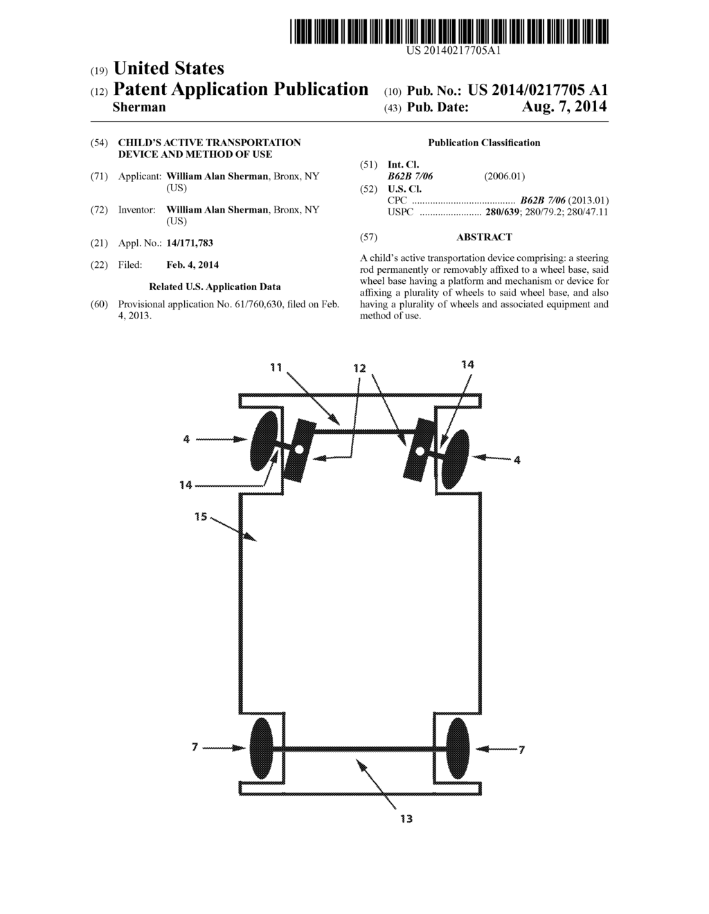 CHILD'S ACTIVE TRANSPORTATION DEVICE AND METHOD OF USE - diagram, schematic, and image 01