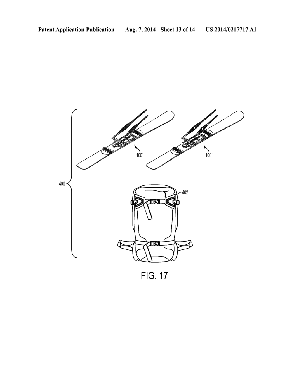 HINGE MECHANISM, COLLAPSIBLE ASCENSION SKI HAVING SUCH A HINGE MECHANISM,     AND RELATED METHODS AND KITS - diagram, schematic, and image 14