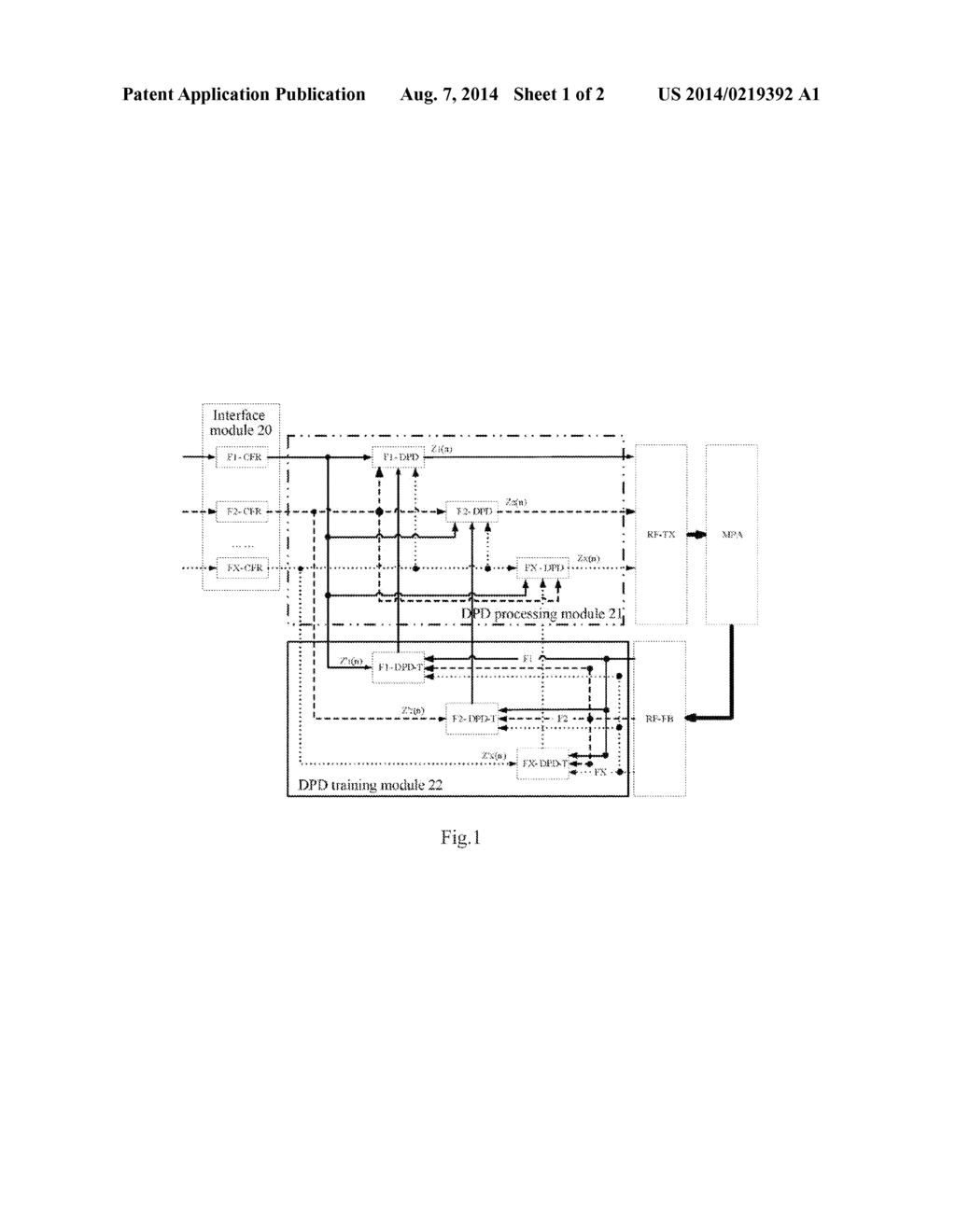 Method And Device For Acquiring Multi-Frequency Band Digital Predistortion     Output Signals - diagram, schematic, and image 02